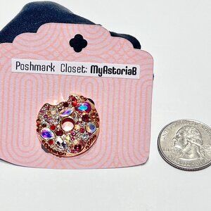 Beautiful Gold Colored Doughnut Brooch with a tiny bite! CUTE! NWOT